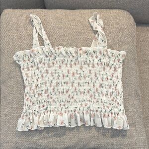 Floral Smocked Ruffle Strap Top